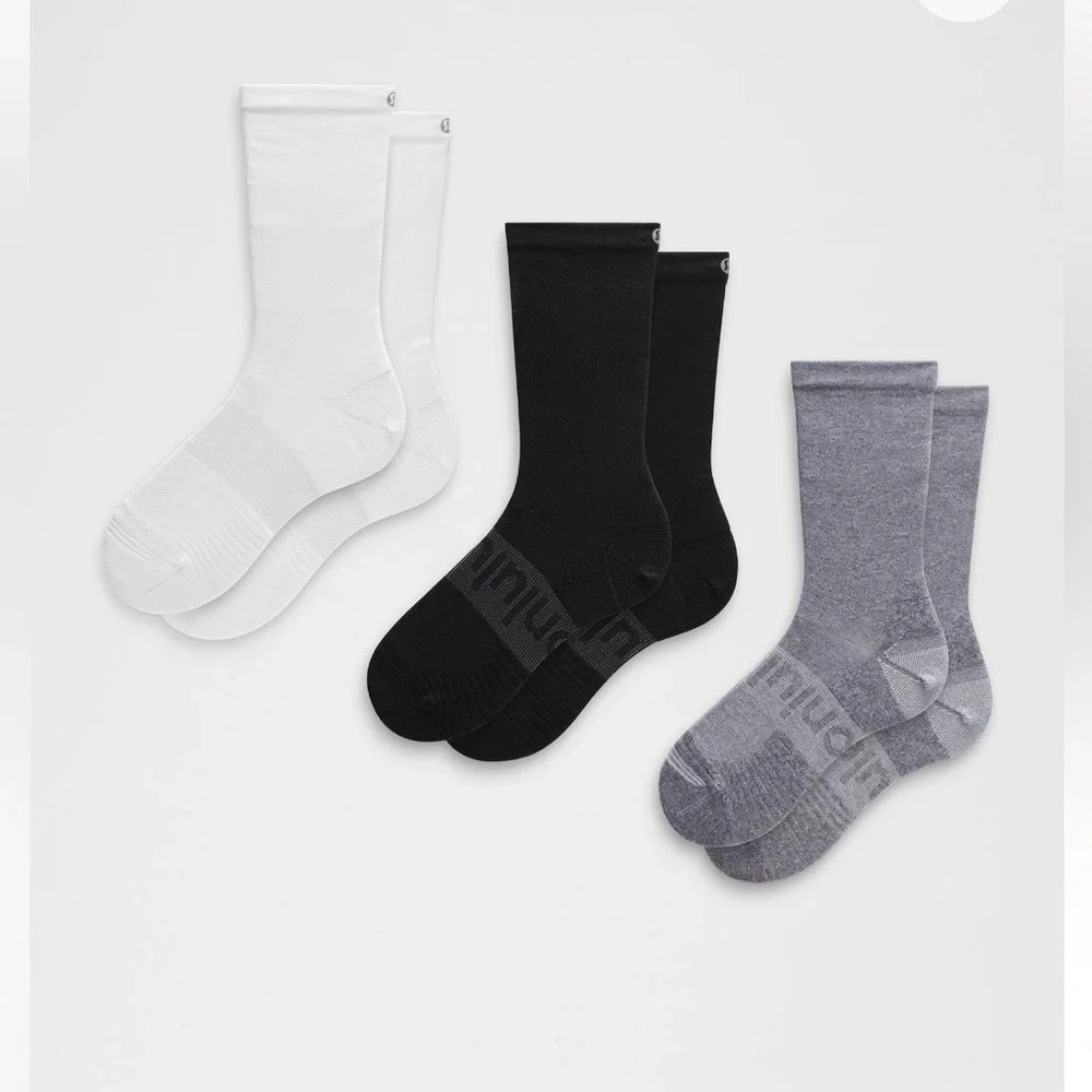 lululemon athletica Crew Socks 3-Pack - White,‎ Black, Gray